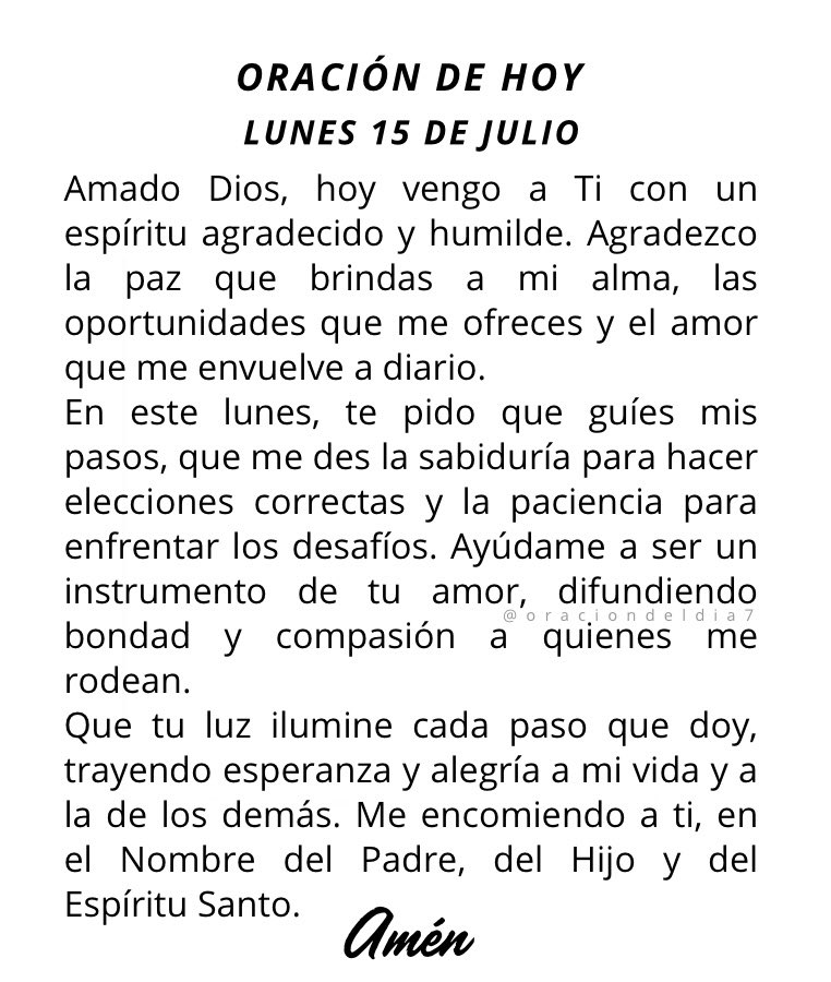 Oración de hoy lunes 🌟
