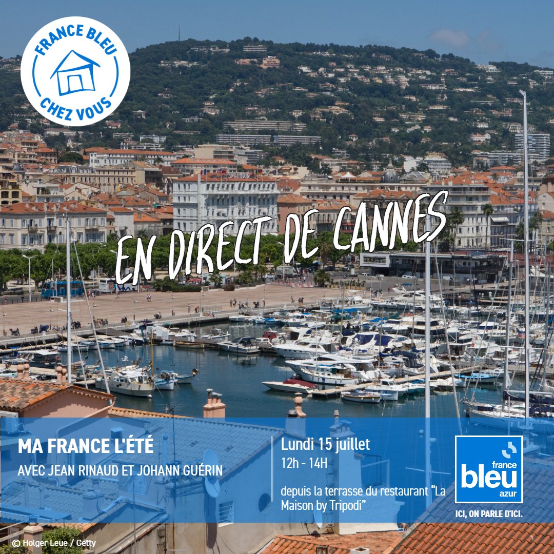 ici_officiel's tweet photo. Dans ma France l'été à 12H @Johann_Guerin en direct depuis la terrasse du restaurant “La Maison by Tripodi” à @villecannes , avec @RinaudJ de @francebleuazur reçoit notamment : 
➡️Régine Resbeut-Montanella, pour L’Ecomusée sous-marin.
➡️@MichelinAntoin de @Francebleubzh pour les fêtes maritimes internationales à Brest.
➡️Yann Le Ruyet, Directeur adjoint de Résines Esterel Azur.