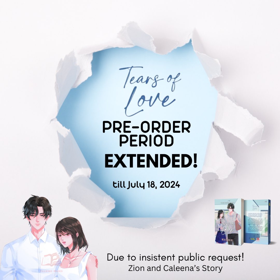 TheTalkingPages's tweet photo. Due to insistent public request at dahil malakas kayo sa amin ni @mskindgirlwp , we heard you 💙
Pre-Order extended till July 18, ‘24 for Tears Series 2: TOL

Check details and place your pre-order here
https://t.co/L3Je0snAWd

If you questions send us a message on our FB page https://t.co/7YaDZ0ydFg
