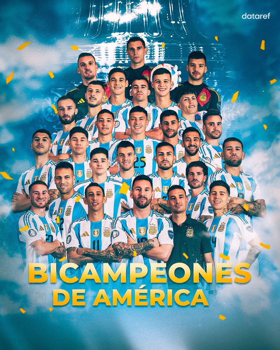 dataref_ar's tweet photo. 🏆 ¡SOMOS BICAMPEONES DE AMÉRICA, CARAJOOOOOOO!

🇦🇷 ESTA SELECCIÓN SIGUE HACIENDO HISTORIA. 
❤️ ESTE GRUPO ES ETERNO. https://t.co/SOHuhkN9Aa