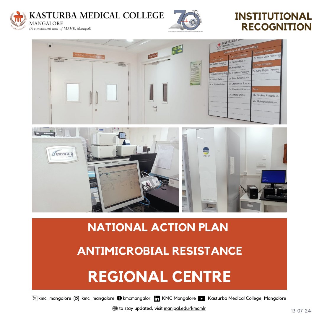 We are proud to announce that KMC Mangalore has been recognized as a Regional Center and Coordinator for the National Medical Commission-NAP-AMR activities. Dr. Pooja Rao, Assoc Prof Microbiology, has been appointed as the Regional Coordinator. Congratulations to the entire team!