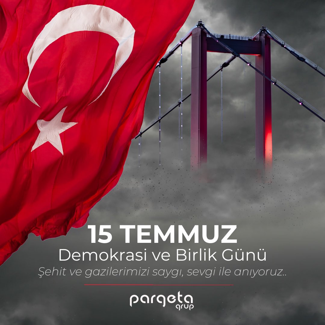 PargetaGrup's tweet photo. 15 Temmuz Demokrasi ve Milli Birlik Günü’nde, ülkemizin birlik ve beraberliğini korumak için gösterdiğimiz direnişi anıyoruz. Şehitlerimizi rahmetle anıyor, gazilerimize minnet duyuyoruz. Birlikte daha güçlüyüz! 

#15Temmuz #DemokrasiVeBirlikGünü https://t.co/nD7vQ2orgC