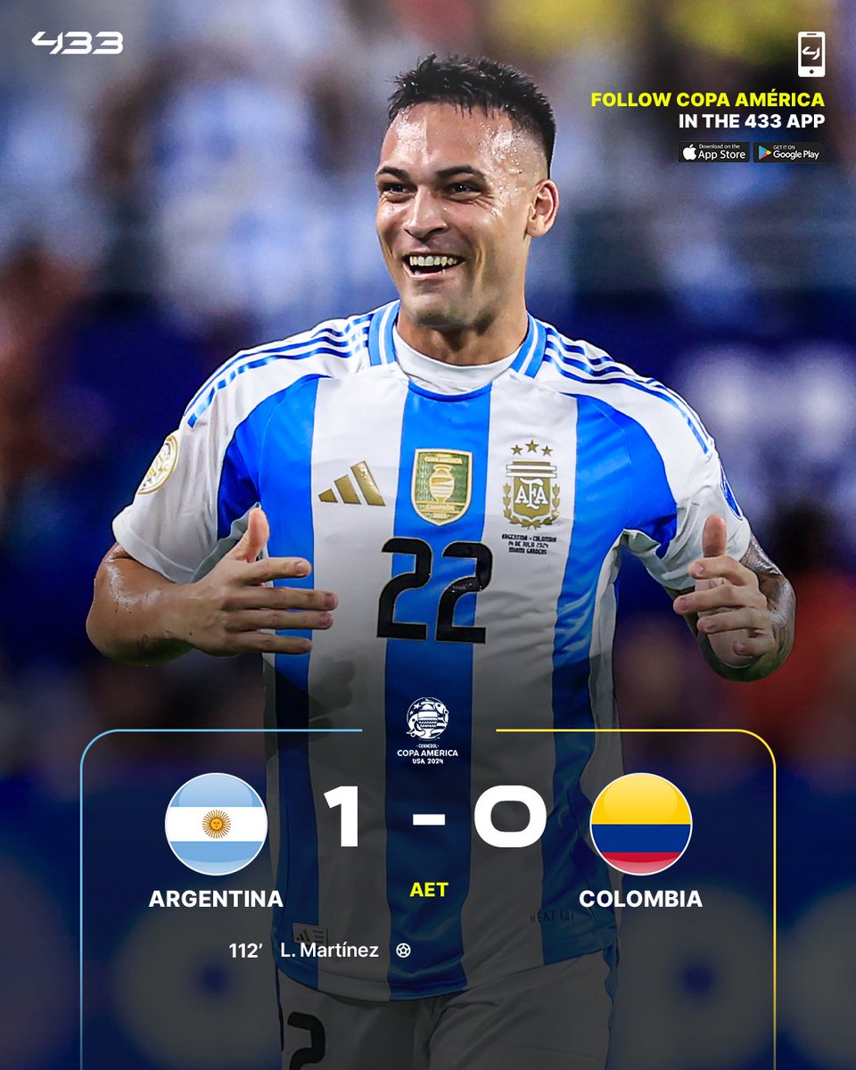 433's tweet photo. ARGENTINA WIN THE COPA AMÉRICA AGAIN 🇦🇷🏆 https://t.co/A18R1DCqWx