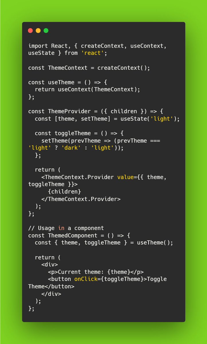 nrachabathuni's tweet image. Use custom hooks to encapsulate and reuse context logic!
Enhance your app and boost #SEO with reusable, maintainable context logic! 🚀 #ReactJS #ContextAPI #WebDev #JavaScript #Coding #TechTips