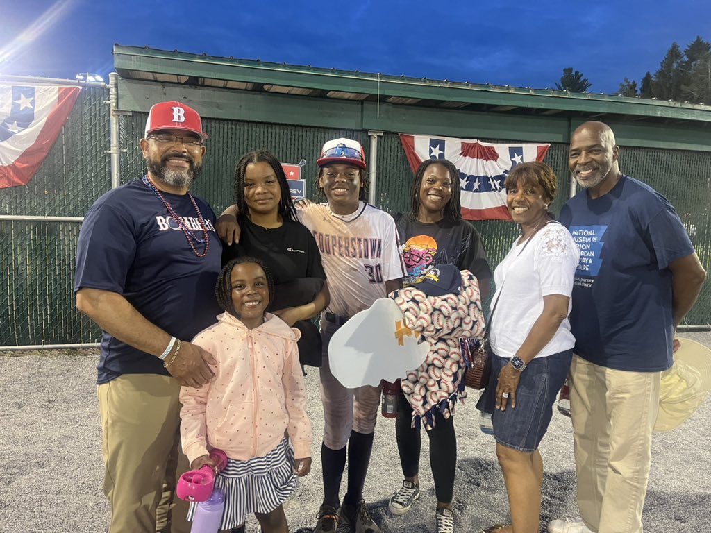 HughUnderPar's tweet photo. The #Bombers WIN! It was a great first day at Cooperstown and ended up 1-1! We’re ready for tomorrow! And Cam’s uniform was white…lol #LetsGoBombers #LetsGoCam #OffToShowers #Cooperstown #MiFamilia #TheSmiths https://t.co/9LRQoFlhxB