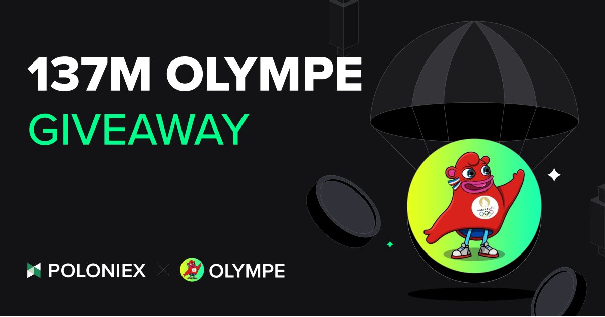 Poloniex's tweet photo. 🎉 Poloniex 137M $OLYMPE Giveaway! 💰

1️⃣ Follow @Poloniex &amp; @olympe_coin
2️⃣❤️RT &amp;Tag3 
3️⃣ Join TG https://t.co/75psZcjtA2 &amp; https://t.co/WHcXBg1Mww
4️⃣ Fill up #Poloniex addr form:  https://t.co/n8vnFqunSC

⏰ July 25 
🎁 10 winners 
#airdrop #GIVEAWAY https://t.co/gblRPGQiGO