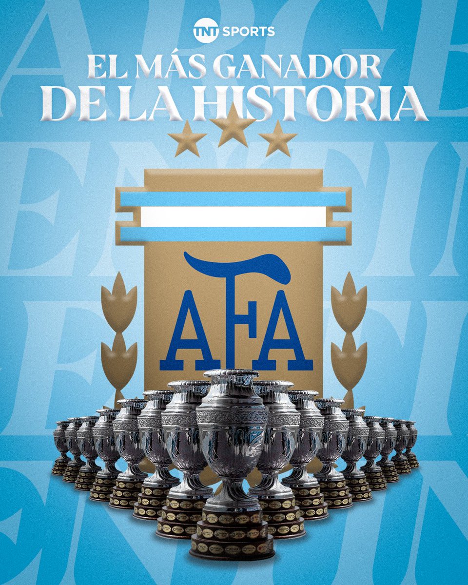 TNTSportsAR's tweet photo. 🇦🇷🔝 La Selección se convierte en el país con más títulos de la Copa América:

🔹Argentina 🇦🇷: 16
🔹Uruguay 🇺🇾: 15
🔹Brasil 🇧🇷: 9
🔹Paraguay 🇵🇾: 2
🔹Chile 🇨🇱: 2
🔹Perú 🇵🇪: 2 https://t.co/IJnEGt8ivj