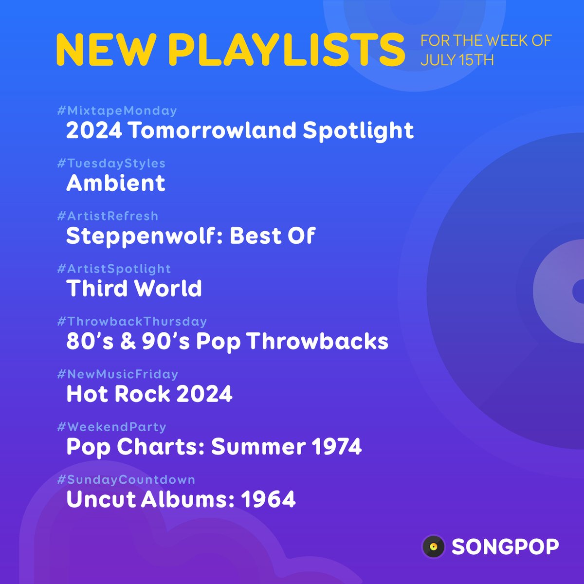 Take a look at all the #NewPlaylists that are coming to #SongPop this week!