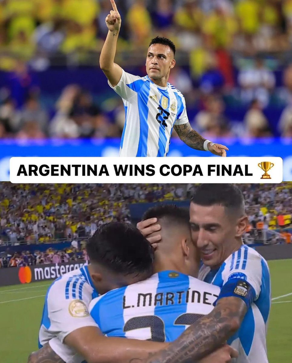 egtgolftours's tweet photo. Congratulations 🙌 to Messi and Argentina 🇦🇷 Messi &amp; Argentina win Copa America Final vs. Colombia. 🏆🔥 #copaamerica2024 #argentinafootball #colombiafootball ⚽️ l 🇨🇴 #Messi #DiMaria https://t.co/AWl01xkElf