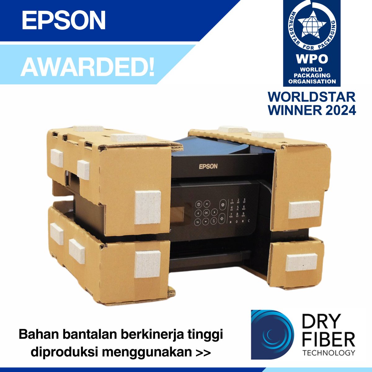 Kami dengan bangga mengumumkan bahwa bahan bantalan inovatif kami, yang dibuat dari kertas fotokopi daur ulang, telah meraih Penghargaan Pengemasan WorldStar 2024 dalam kategori Elektronik.

#Epson #PackagingInnovation #WorldStar #Packaging #DryFiber