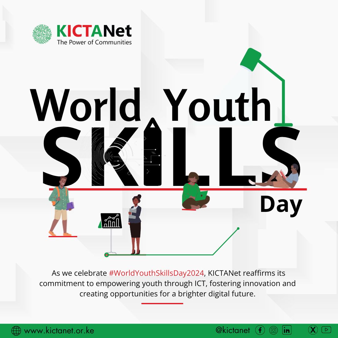 KICTANet's tweet photo. 1/4 🌍 Today, on #WorldYouthSkillsDay, KICTANet reaffirms our dedication to equipping young people with essential ICT skills. 🚀 Empowering youth for a brighter digital future is crucial for sustainable development and peace. #YouthSkills #ICTforDevelopment
^NM https://t.co/2sPZGyS9SF