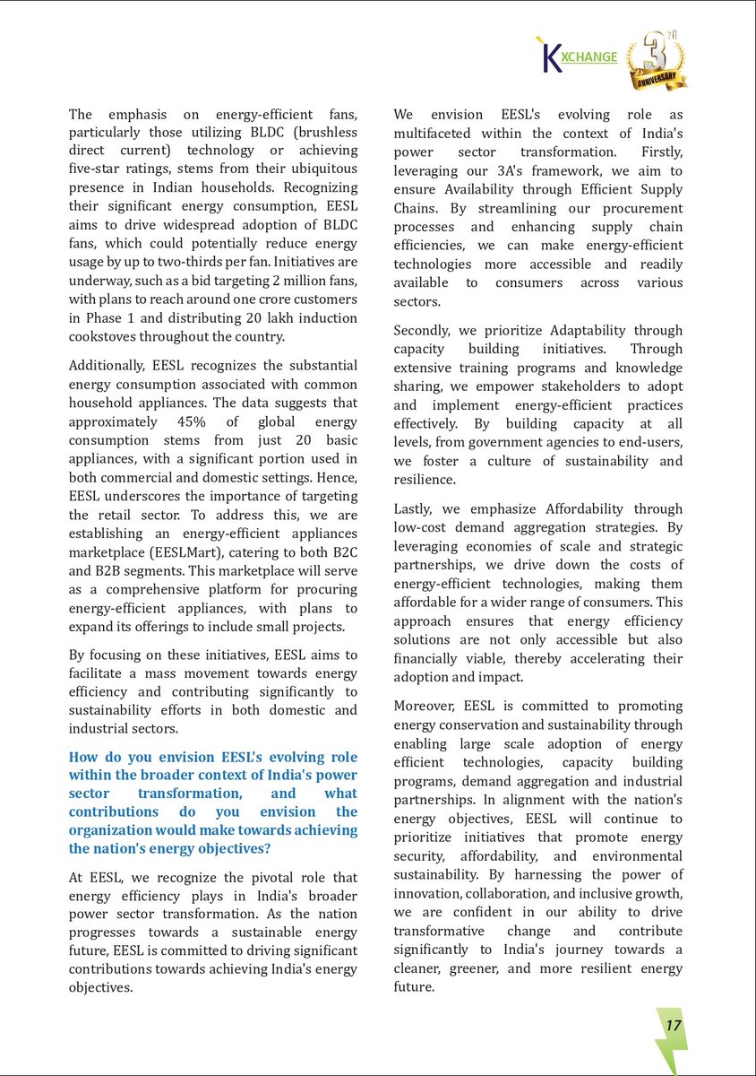 IntelliSmart Infra (@intelli_smart) on Twitter photo In an exclusive interview with K-Xchange, Shri <a href="/vishalkapoor91/">Vishal Kapoor</a>, CEO of <a href="/EESL_India/">EESL India</a>, talks about the emerging technologies that will be the next significant disruptors in the #energyefficiency space within the #powersector, the organization's plans, and focus areas, strategies to In an exclusive interview with K-Xchange, Shri <a href="/vishalkapoor91/">Vishal Kapoor</a>, CEO of <a href="/EESL_India/">EESL India</a>, talks about the emerging technologies that will be the next significant disruptors in the #energyefficiency space within the #powersector, the organization's plans, and focus areas, strategies to