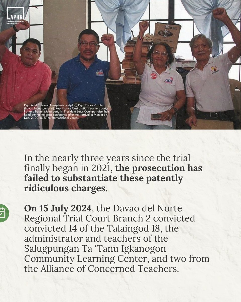 “It is an absurd decision that has no basis in reality. The Talaingod 18 should be commended for their bravery, not punished for it," said Barends.