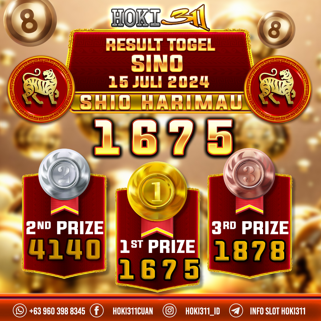 hoki311's tweet photo. SINO RESULT 15 JULI 2024 : 1675

SHIO  : HARIMAU

1st Prize         : 1 6 7 5
2nd Prize        : 4 1 4 0 
3rd Prize         : 1 8 7 8

Pasang angka keberuntungan anda di #HOKI311
⚠️ Link Daftar :   https://t.co/gK6zVsUVJ4 https://t.co/ECUtoAki5h
