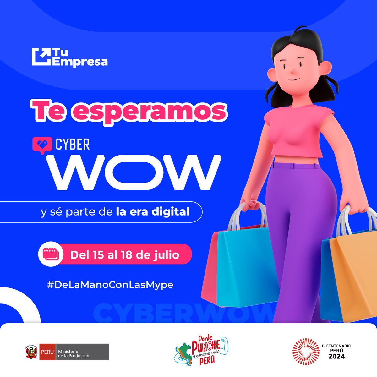 tuempresagobpe's tweet image. ¡Ya empezó el #CyberWow 2da edición! 📢 Mype de Lima, Lambayeque, Cajamarca, entre otras regiones del país ofertan productos 100% peruanos para la familia y el hogar. 

✅ Aprovecha las ofertas del 15 al 18 de julio ingresando aquí peruproduce.produce.gob.pe