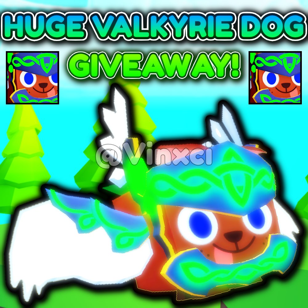 🔵HUGE VALKYRIE DOG GIVEAWAY!🟢

🎉To Enter:

👍Follow <a href="/Vinxciiiii/">Vinxci</a> 
❤️Like the tweet!
🌟Retweet!
🥳Reply with Roblox Username!

📅Giveaway ends in 3 days! (7/18/24)
#PetSimulator99 #petsim99 #PS99 #petsim #PetSimulator #petsimx #roblox #PetSimulator99Giveaways