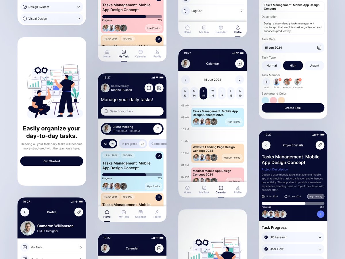 ripon0100's tweet image. Hi everyone!📷
I want to share my exploration of the Task Management App.
I would greatly appreciate your Likes and Feedback.
Dribbble View: dribbble.com/shots/24517969…
#uidesign #uxdesign #taskapp #calendar #manager #Note #schedule #mobileapp #android #ios #taskmanager