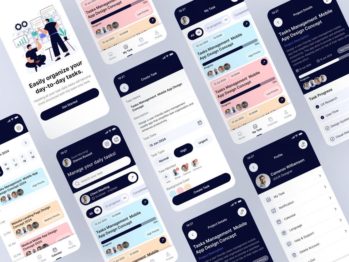 ripon0100's tweet image. Hi everyone!📷
I want to share my exploration of the Task Management App.
I would greatly appreciate your Likes and Feedback.
Dribbble View: dribbble.com/shots/24517969…
#uidesign #uxdesign #taskapp #calendar #manager #Note #schedule #mobileapp #android #ios #taskmanager