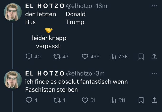 Dieser Tweet ist keine Ausnahme. "Hotzo" ist ein Mann, der für primitivste Hetze gegen Andersdenkende steht. Stellt euch vor, das wäre kein Links-, sondern ein Rechtsextremer. Könnte der für den ÖRR arbeiten? In Wahrheit ist der Hotzo-Skandal ein ÖRR-Skandal. Kein Einzelfall.