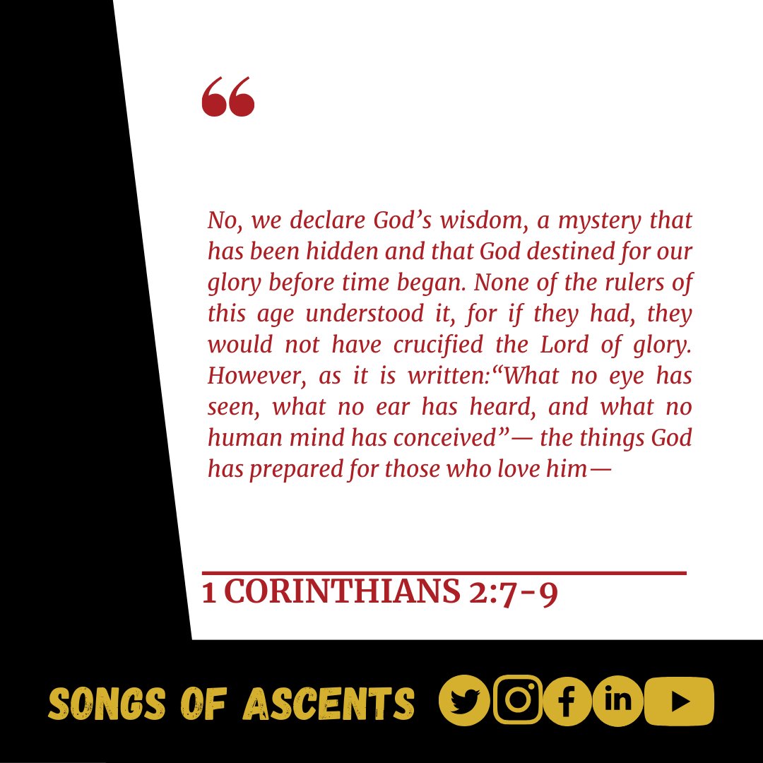 SongsofAscents's tweet photo. 1 Corinthians 2:7-9

#verseoftheday 
#verseoftheday📖 
#verseoftheday🙏 
#verseoftheday📖🙏 
#verseoftheday📜📖 
#verseoftheday🙏🏽 
#songsofascents https://t.co/oXBtPdav9o