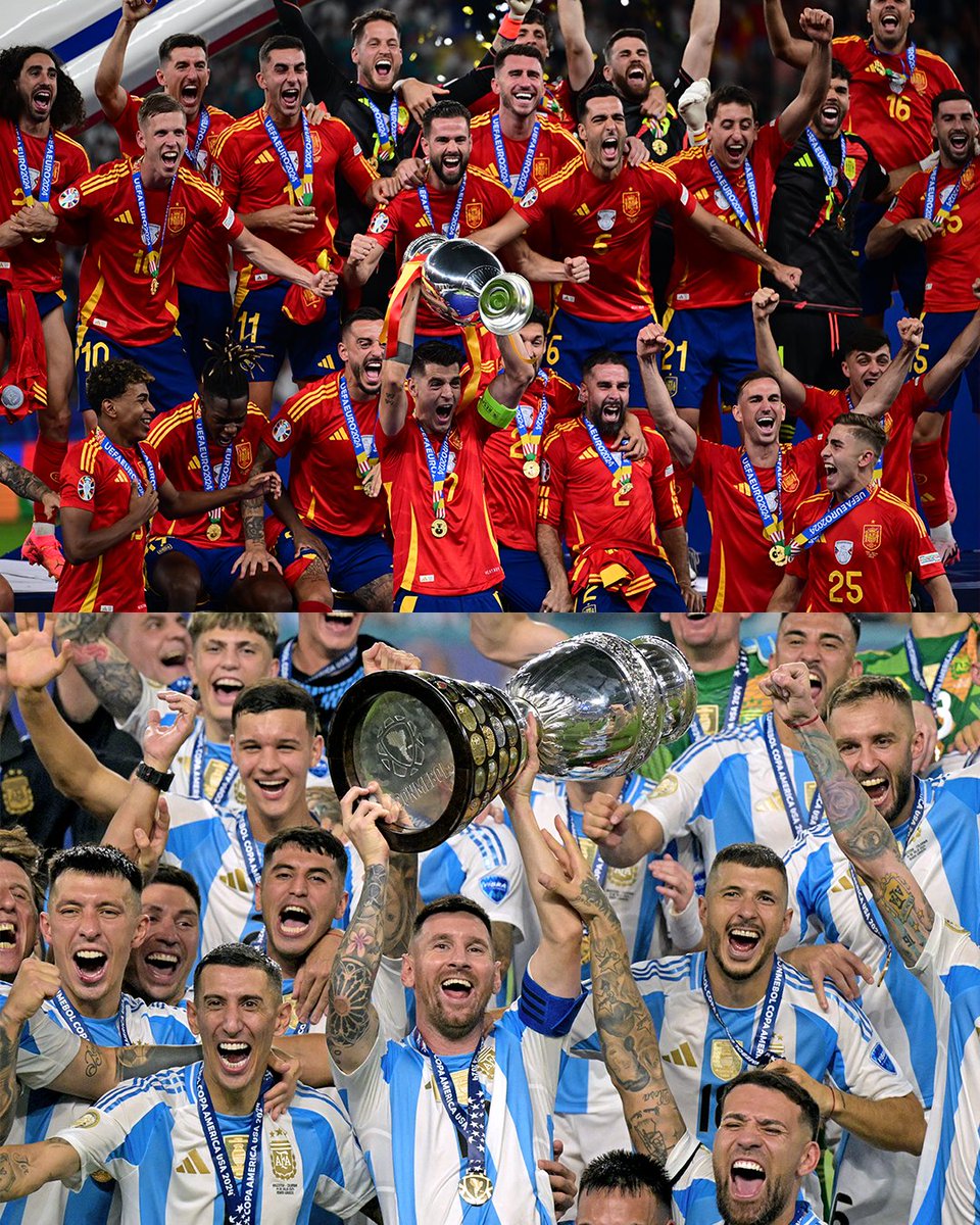 FOXSoccer's tweet photo. Spain and Argentina woke up champions 🏆🇪🇸🇦🇷 https://t.co/x0J8pgRoUi