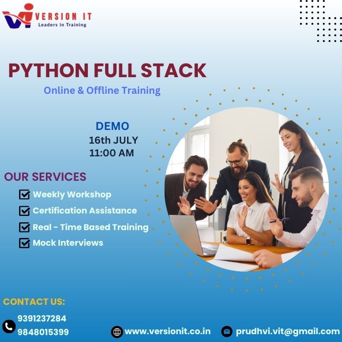 VersionitCloud's tweet image. Python Full Stack Training with Placement Assistants
📷New Batch Online & Offline Demo
📷Date: 16th JULY 2024
📷Timing: 11:00 AM
📷Duration: 5 MONTHS
Visit Our Website: versionit.co.in/python-full-st…
#pythonfullstacktraininginhyderabad
#pythonfullstackcourse
@9391237284/9848015399