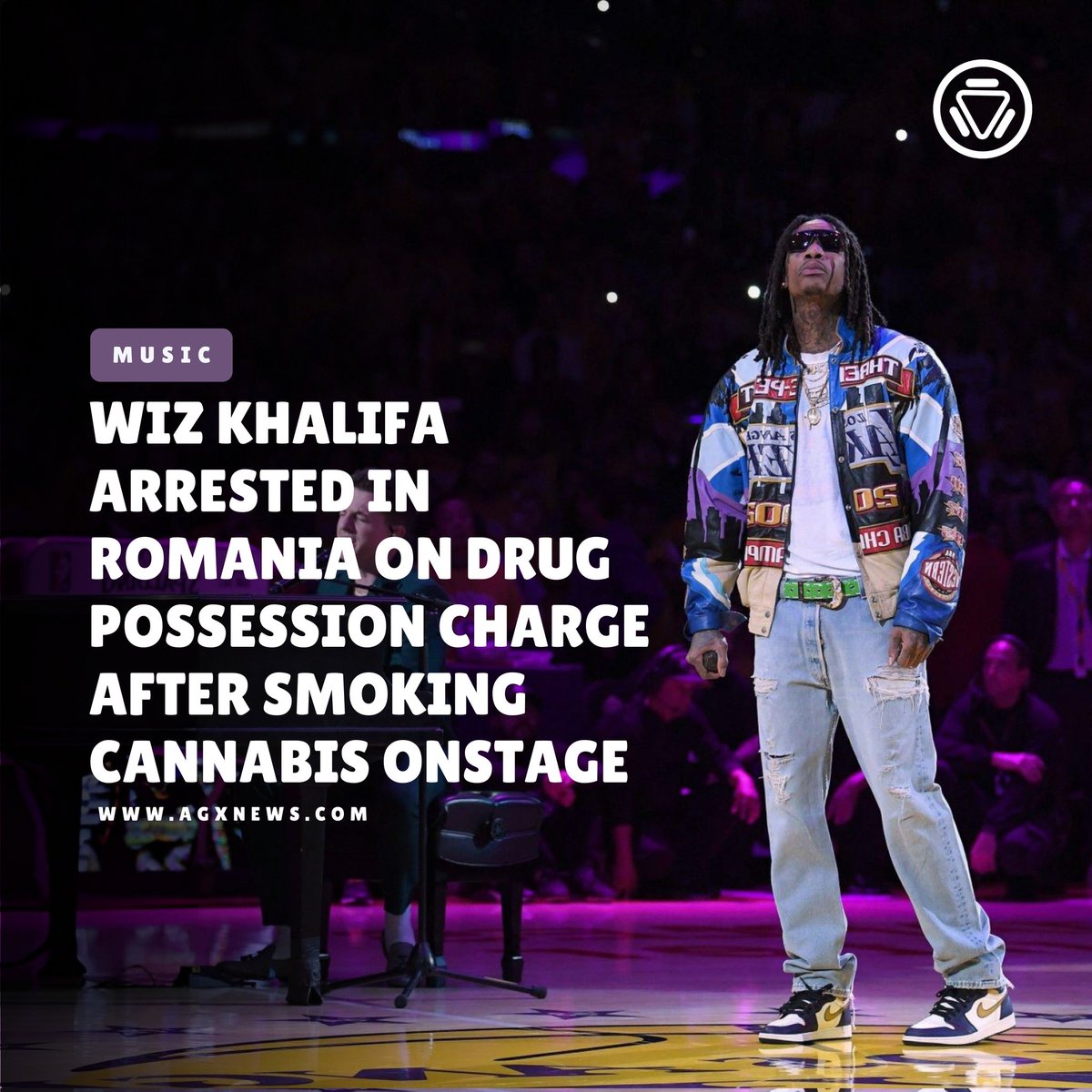 AGXnetwork's tweet photo. Wiz Khalifa was reportedly arrested in Romania over the weekend after consuming marijuana during a music festival performance.

#wizkhalifa #singer #rapper #music #beachfestival #Romania #musicfestival https://t.co/s7eIjQaYeX
