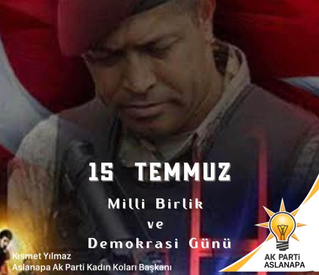 Ak_Aslanapa's tweet photo. 15 Temmuz’u unutmadık unutturmayacağız.

Milli birlik ve beraberliğimizin hedef alındığı #15Temmuz darbe girişiminin 8. yıl dönümünde, bu hain adımı atanları lanetliyor; vatanımız için canını ortaya koyan tüm gazi ve şehitlerimizi rahmetle, minnetle anıyorum. 🇹🇷 https://t.co/yvBBjuJNDJ