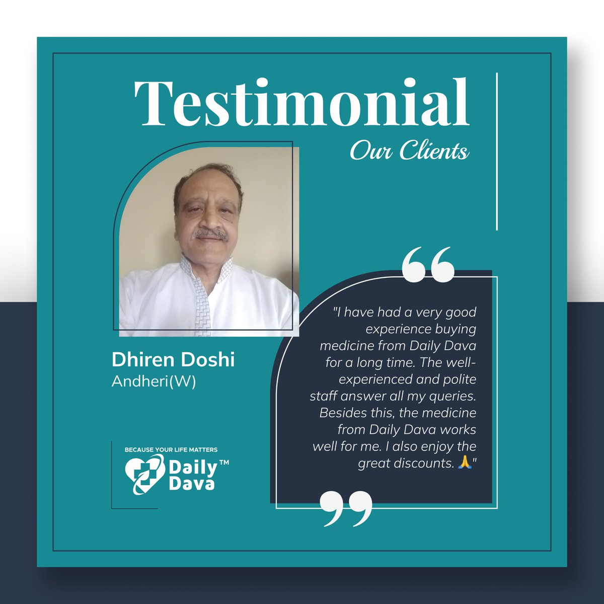 DailyDava's tweet photo. Thank you for your wonderful feedback! Your positive words inspire us to keep delivering exceptional service. We're glad our well-experienced &amp; polite staff have been able to assist you, and our medicines and discounts have met your needs. Your satisfaction is our top priority! https://t.co/vbYowQ0qag