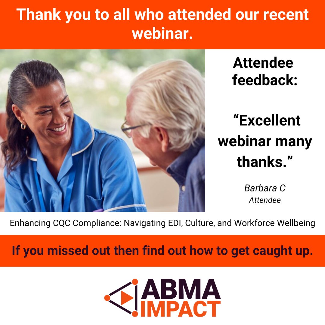 abmaskills's tweet photo. Thank you to all those who attended our webinar this week, if you missed out on the event then you can pre-register for our next one here: https://t.co/QkksVtpYVZ|*
#CQC #compliance #EDI #carehomes #managers https://t.co/ev1yH8HwSD