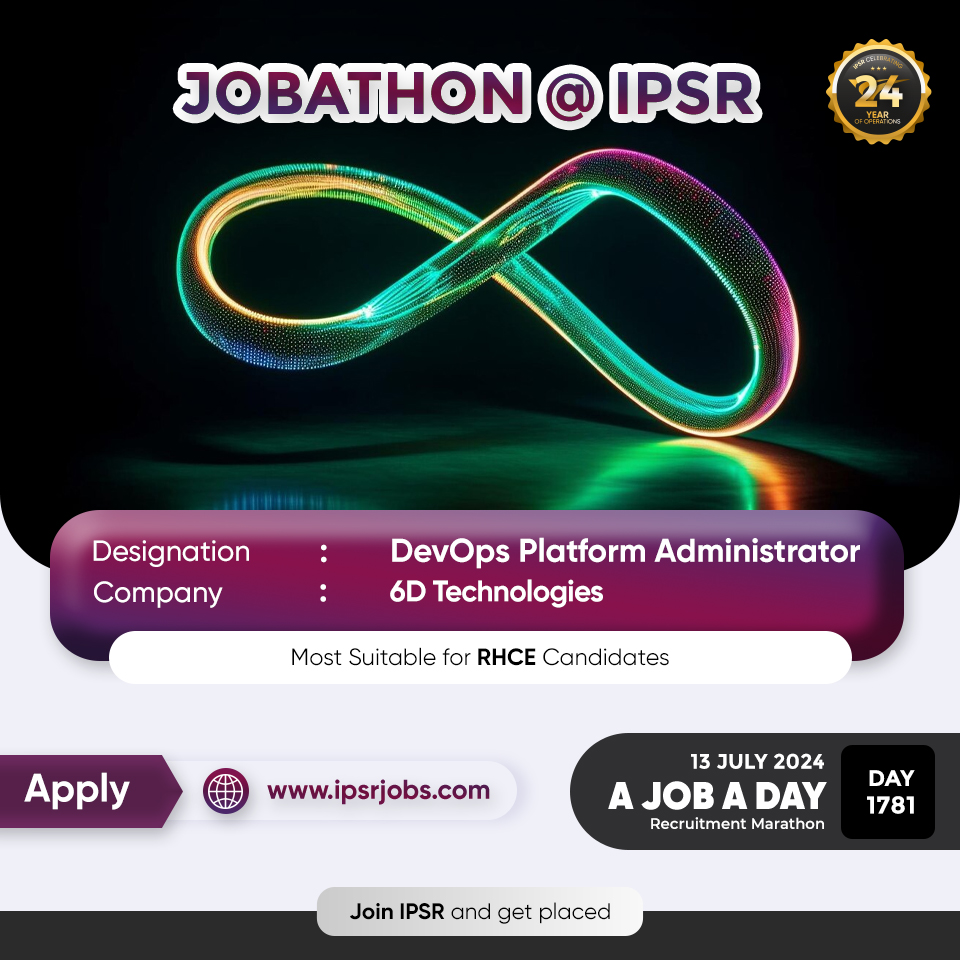 ipsr_solutions's tweet image. #JOBATHON Recruitment
Marathon by ipsr solutions ltd
Day 1781
Follow us @ipsr_solutions_ltd
#devopsplatformadministrator #developerjob #Jobsearch #Jobopportunity #itcompany #jobvecency #ipsrjobs #jobs2024 #ipsr #24yearsofipsr #careeropportunity #ltjobs #MNCJobs