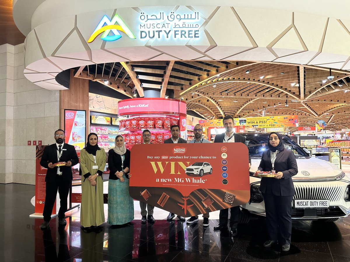 MuscatDutyFree's tweet image. Shop Now &amp;amp; get the chance to Win an MG-Whale!

Visit our shops to get the opportunity to be one of the lucky winners!!

Shop from any of KitKat, Nestle, Quality streets, Smarties, Share the best, After eight, and get a free entry to win an MG-Whale. 

#MGwhale 
#muscatdutyfree