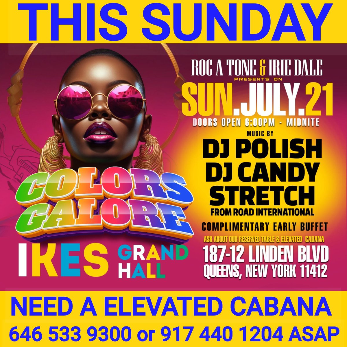 IRIEDALE's tweet photo. THIS SUNDAY........QUEENS, NEW YORK.....COLORS GALORE 2024........NEW ELEVATED CABANAS AND VIP TABLE....CALL ASAP https://t.co/xCEaFe7IbO