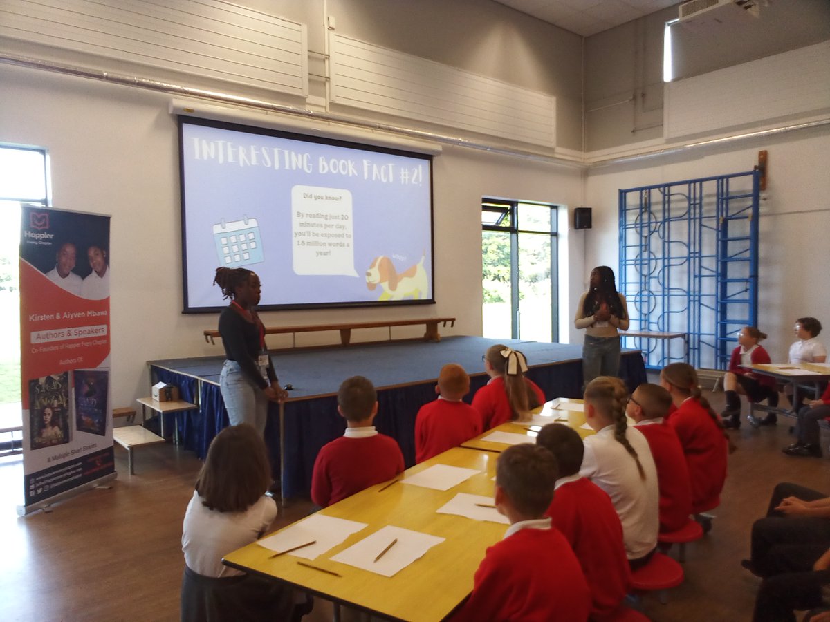 year5GCP's tweet photo. This morning, authors  Kirsten and Aiyven Mbawa are working with the children to develop their creative writing skills. @PrimaryGreat  @happiereverychapter #GCPEnglish @GCPYEAR34 https://t.co/MN3ShglKSS