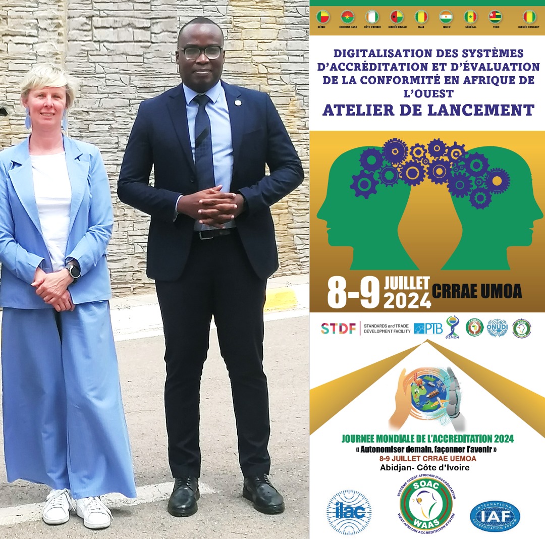 EAaccreditation's tweet photo. Maureen Logghe, EA President, participated in the launch of the digitalization project for accreditation systems in West Africa on July 8-9, 2024, in Abidjan by SOAC. This included celebrating World Accreditation Day and introducing AI-OEC. #Accreditation #WAD https://t.co/8SLXDOzZOF