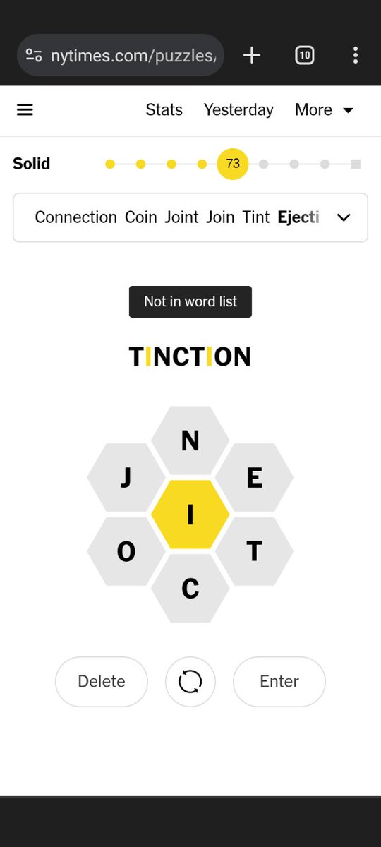 HessMatthias's tweet image. #tinction (n) the process of dying or coloring
@NYTGames #SpellingBee #NotInWordList