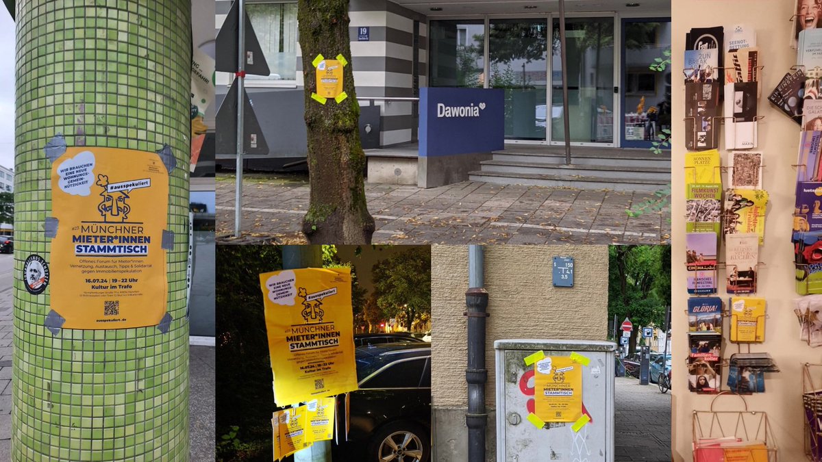 Morgen ist es wieder so weit:
Unser nächster Mieter*innenstammtisch steht an!
➡️19 Uhr Trafo Neuhausen #München 

Beim Mieten-Speedating könnt ihr über Probleme berichten &amp; Unterstützung organisieren. Ausserdem haben wir ein Panel zur Neuen Wohngemeinnützigkeit vorbereitet.
Cya✌️