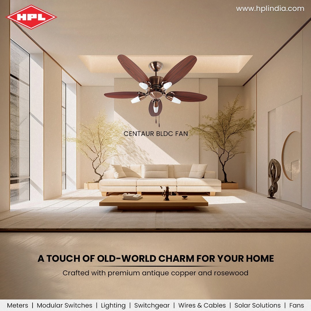 HPL_Official's tweet photo. HPL Centaur BLDC Fan boasts a stunning blend of antique copper and rosewood. β¨
Here's why you'll love it:
1. Sweeping Coolness
2. Whisper-Quiet Performance
3. Effortless Control
4. Energy-Efficient Technology
#ceilingfans #innovation #hplfans #bldcfan #antiquefan #hplindia https://t.co/dQ9ItOKXNX