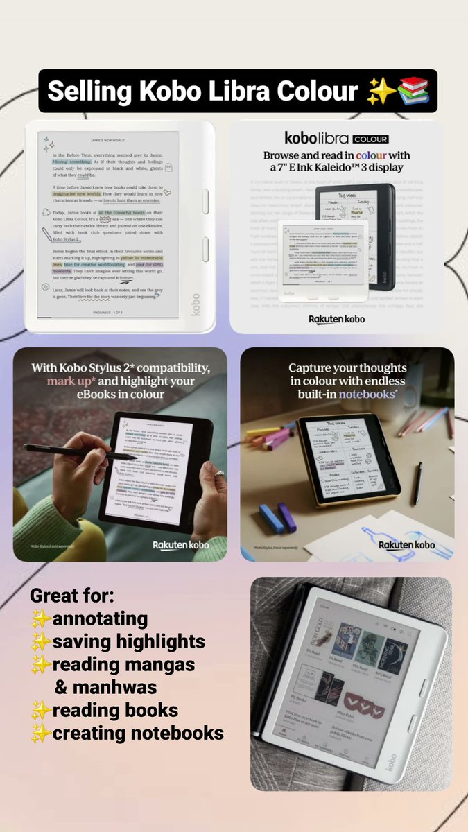 FatRice_'s tweet photo. Hello book friends! Im selling the Kobo Libra Colour, brand new.

Please message me if interested! https://t.co/OKd33P6z4n
