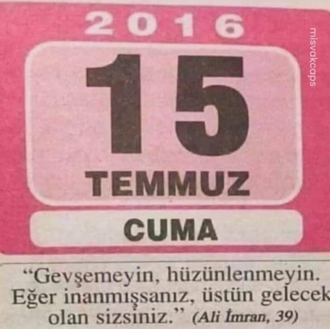 15 Temmuz Demokrasi ve Milli Birlik Günü'nde şehitlerimizi rahmetle, gazilerimizi minnetle anıyorum.