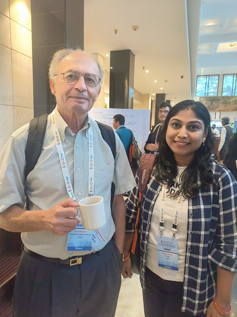 NilimaChemistry's tweet photo. I am very fortunate to meet Prof. David Milstein @Icomc2024 https://t.co/ht3Px7x69o