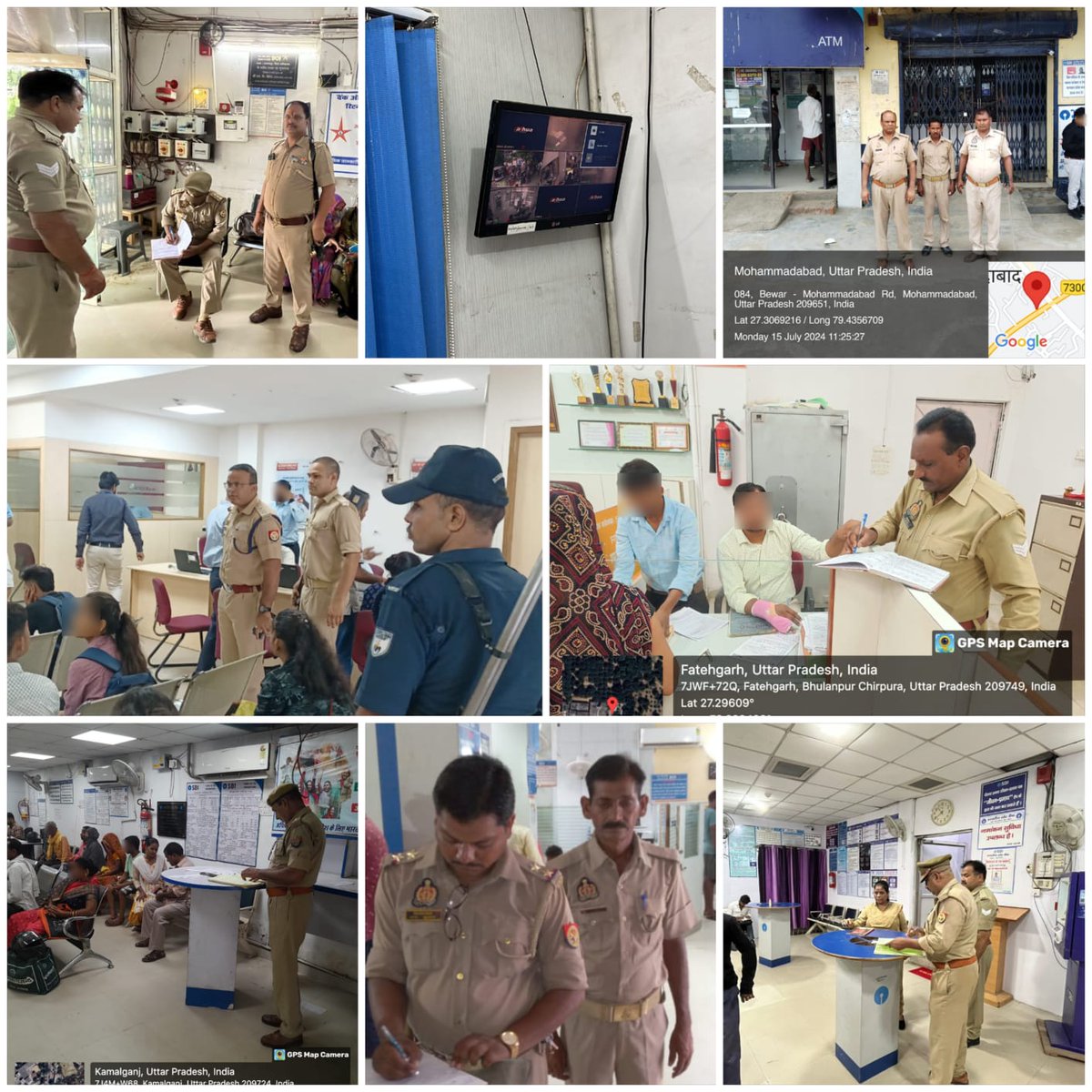 fatehgarhpolice's tweet photo. पुलिस अधीक्षक जनपद फतेहगढ़ के निर्देशन में जनपद के सभी थाना क्षेत्रों में बैंक चेकिंग अभियान के दौरान सभी थानों द्वारा अपने-अपने थाना क्षेत्रों के बैंकों में जाकर CCTV कैमरा, इमरजेंसी अलार्म, संदिग्ध व्यक्तियों की चेकिंग की गयी। #FatehgarhPolice https://t.co/uNeQiTP16Z