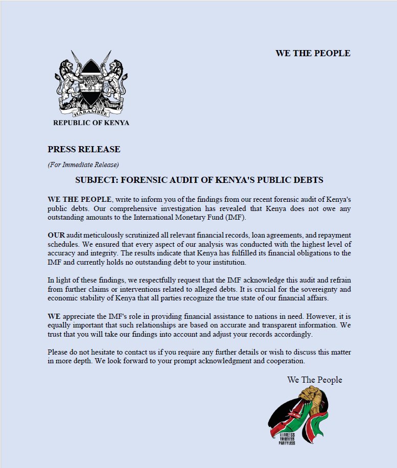 AlinurMohamed_'s tweet photo. We, the people, have written a letter to the IMF, asking them to leave Kenya alone.

Help circulate. 

#RutoMustGo https://t.co/aL7TQBgbEu