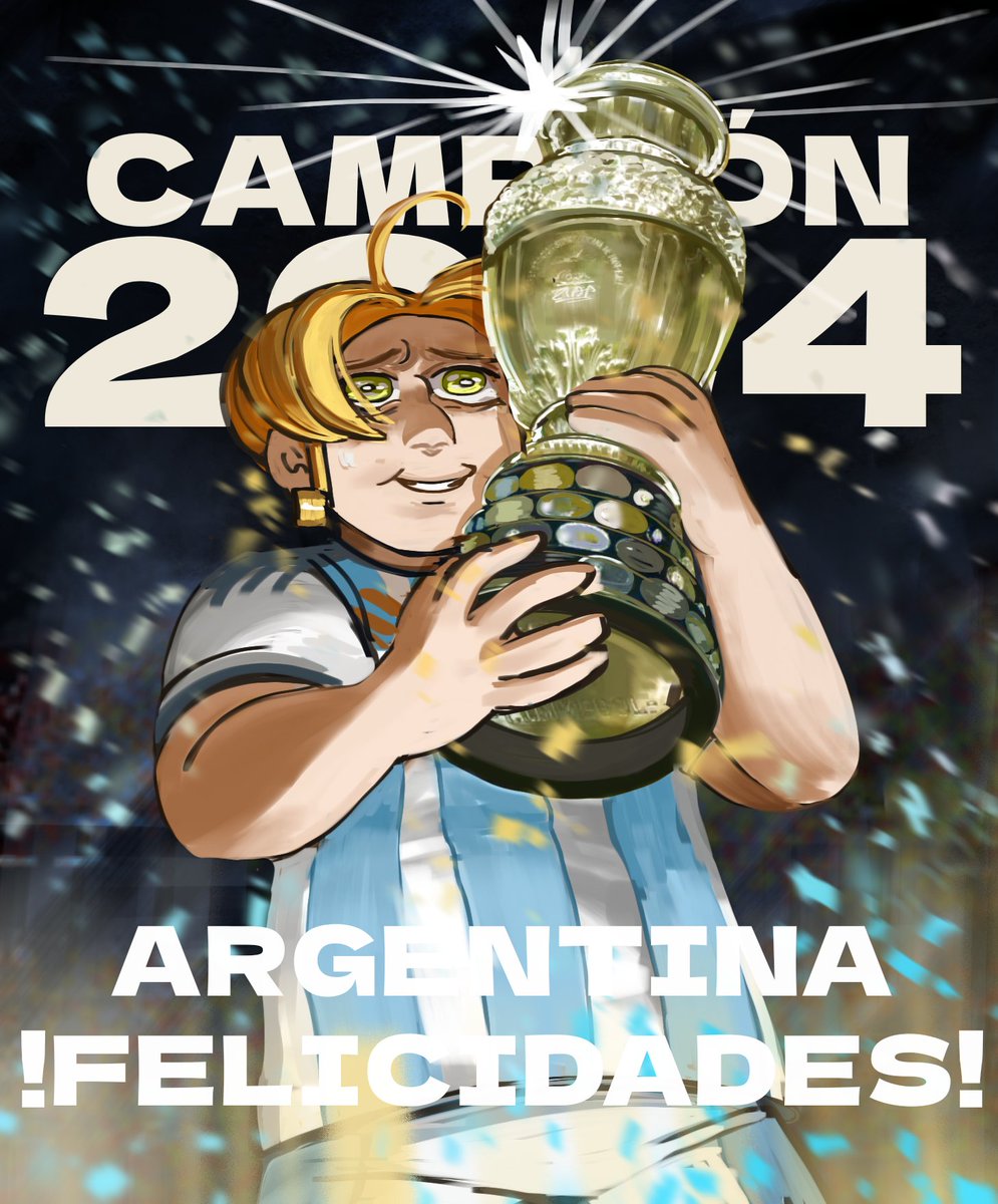 chilichiliaee's tweet photo. Ha llegado el final gente, un último partido cargado de emociones pero dicho esta✨
ARGENTINA DECIMOSEXTO CAMPEÓN DE LA COPA AMERICA ¡FELICIDADES! 🇦🇷💙🫶🏻
Y Muchas gracias por todo el apoyo en mis dibujos, encerio gracias por todo!🧡
#LatinHetalia #CopaAmerica2024 https://t.co/9ZzsxtnhB1