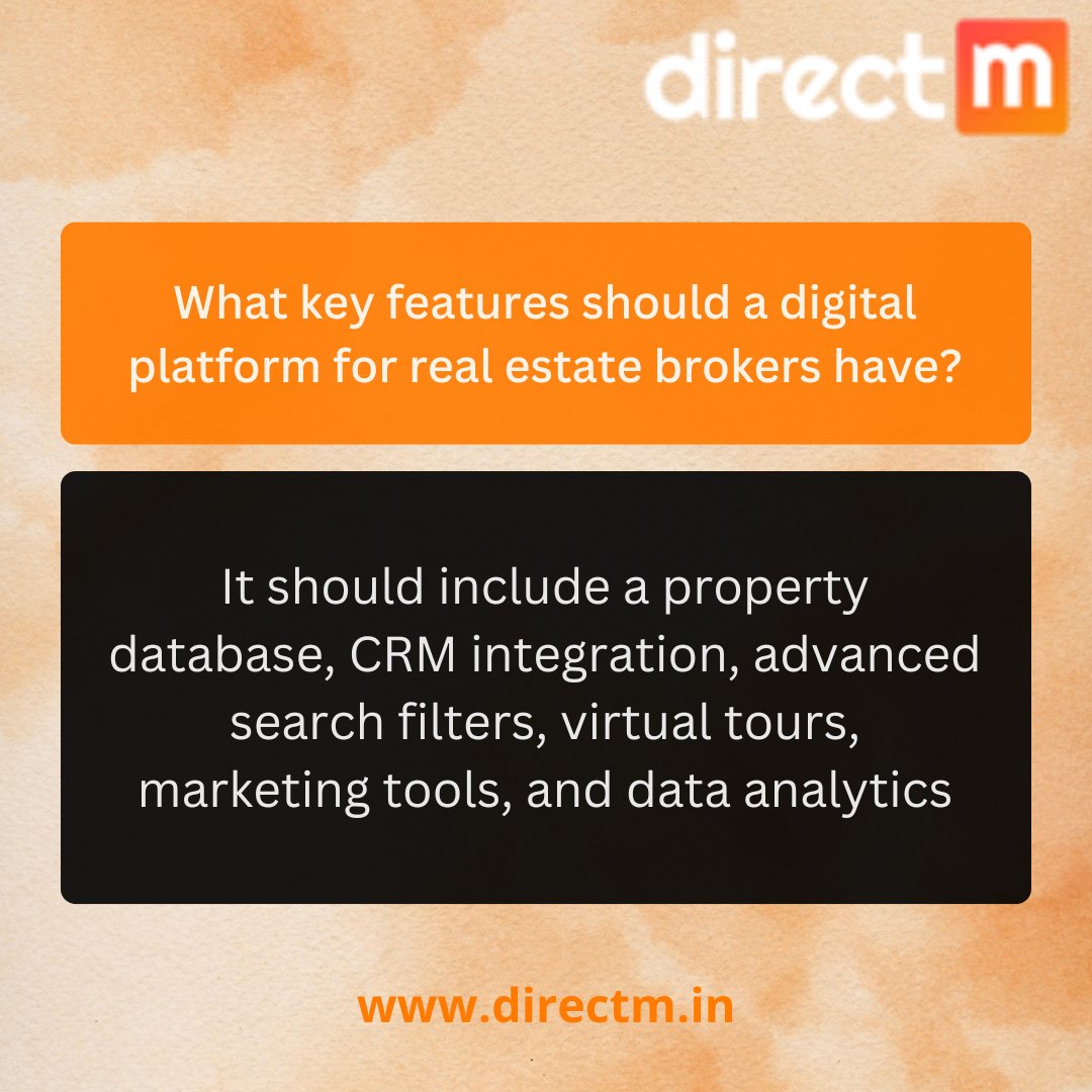 directm_in's tweet photo. What key features should a digital platform for real estate brokers have?

It should include a property database, CRM integration, advanced search filters, virtual tours, marketing tools, and data analytics.

To know more visit our website 👉https://t.co/tdSGCH4H7f

 #realesatate https://t.co/dsIKZxfCS8