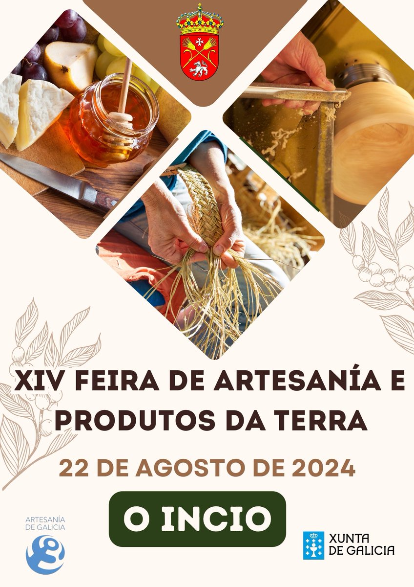 #feiradeartesanía

📅 O Concello do Incio celebrará a XIV Feira de Artesanía e Produtos da Terra o 22 de agosto.

🍯 Van participar postos de Artesanía de Galicia e expositores da zona que venderán produtos típicos.