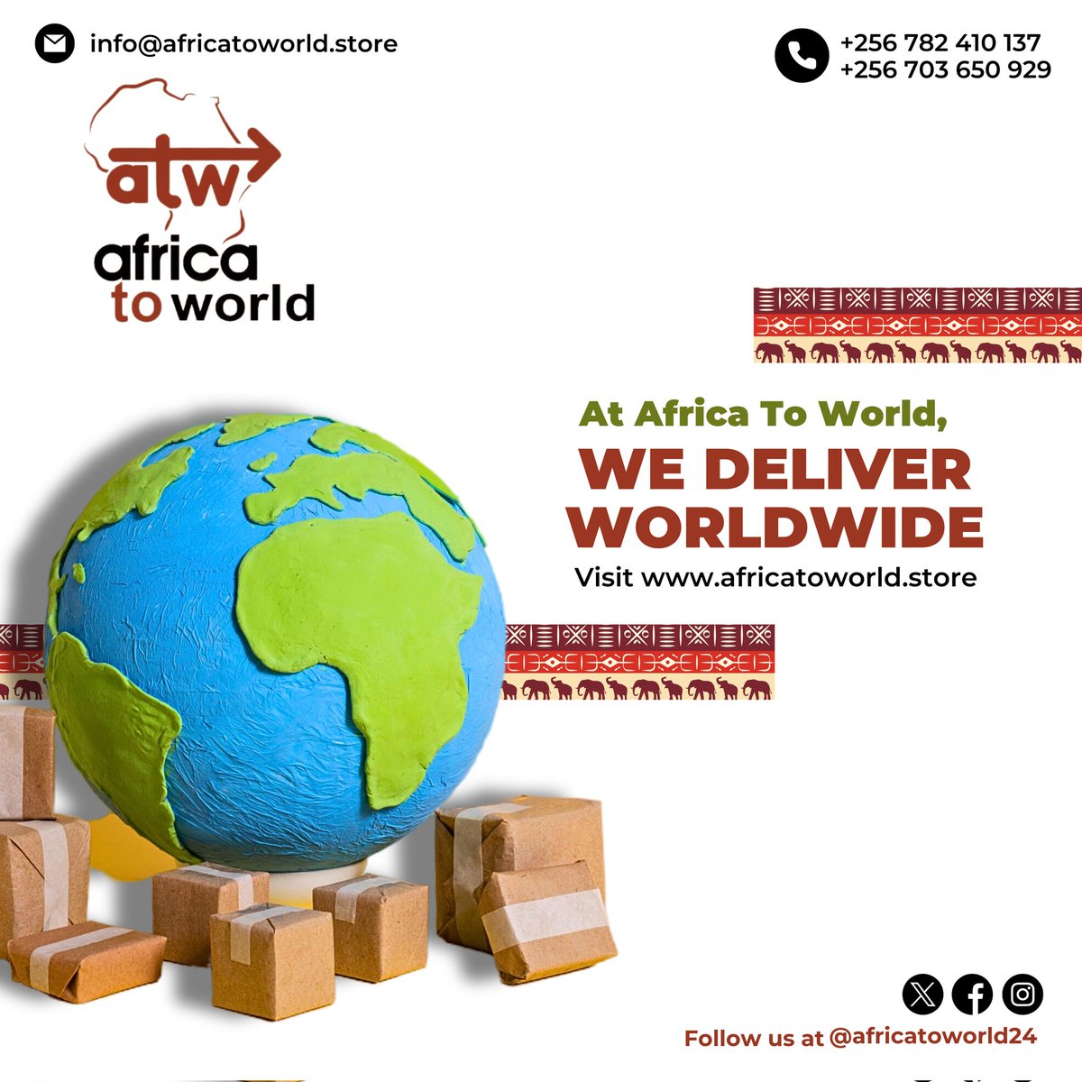 Africa2WorldUG's tweet photo. Wherever in the world you may be, we are ready to fulfill all your orders. Head over to https://t.co/0h1svTKcQo to treat yourself to the best in African-made products from our trusted local suppliers. We can't wait to serve you!
#africatoworld #onlineshopping https://t.co/KLjMF2zNfs
