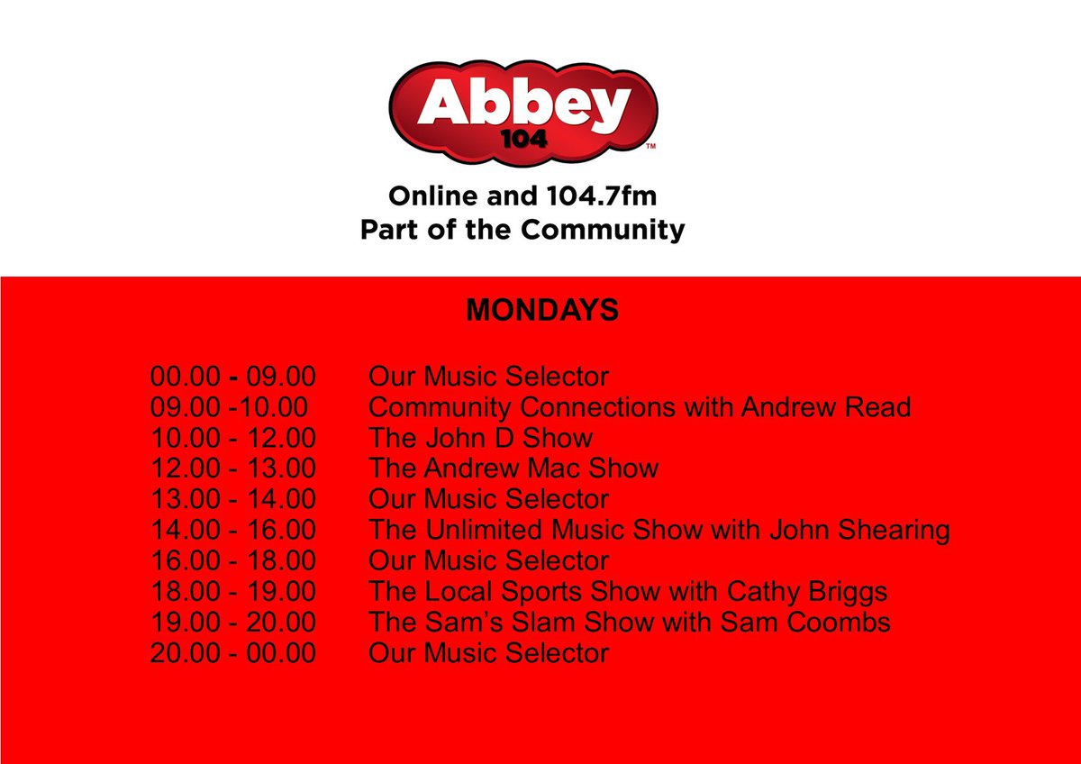 The programme schedule for Monday the 15th of July.