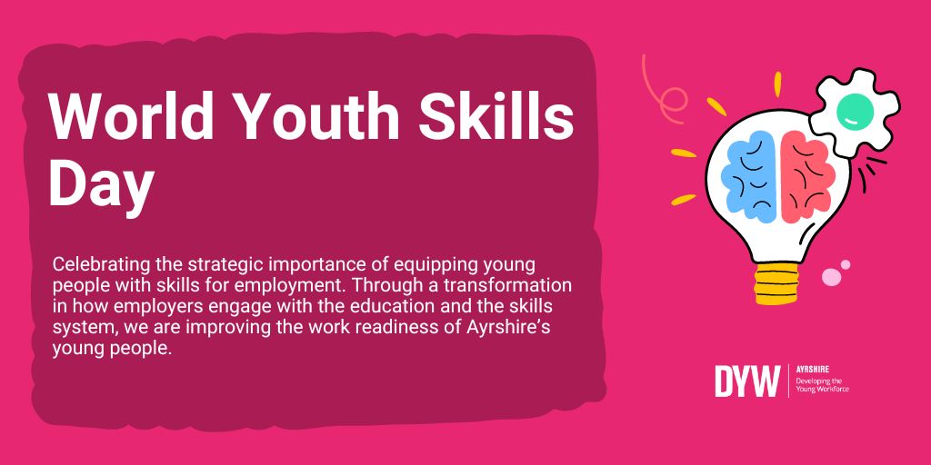 DYWAyrshire's tweet photo. Today is #WorldYouthSkillsDay, a day to celebrate the importance of equipping young people with skills for employment. Let's support our young people in developing their skills& abilities in order to reach their full potential! 📧 info@dywayrshire.com #DevelopingtheYoungWorkforce https://t.co/TWZUALiXGR