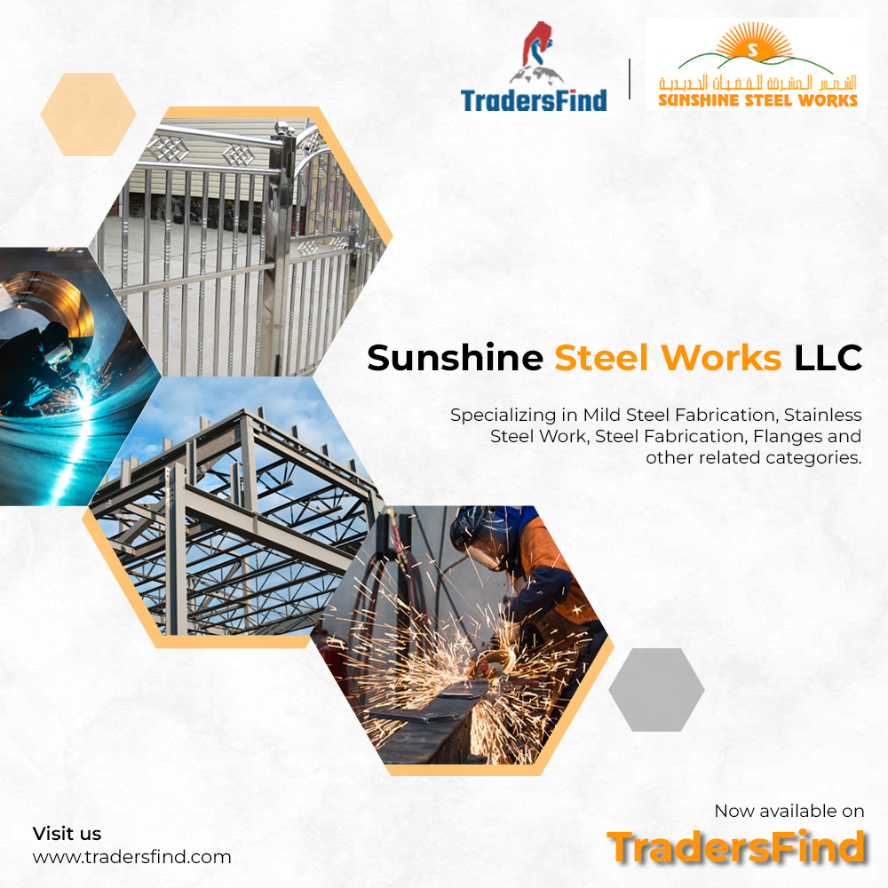 TradersFind's tweet photo. Join us in welcoming Sunshine Steel Works LLC to TradersFind! 🌟 
https://t.co/pOfFHB3a9A

#sunshinesteelworks #steelfabrication #mildsteelfabrication #stainlesssteelwork #flanges #steelproducts #metalfabrication #fabricationservices #tradersfind #uae #uaebusiness https://t.co/rlqpgxyw8J